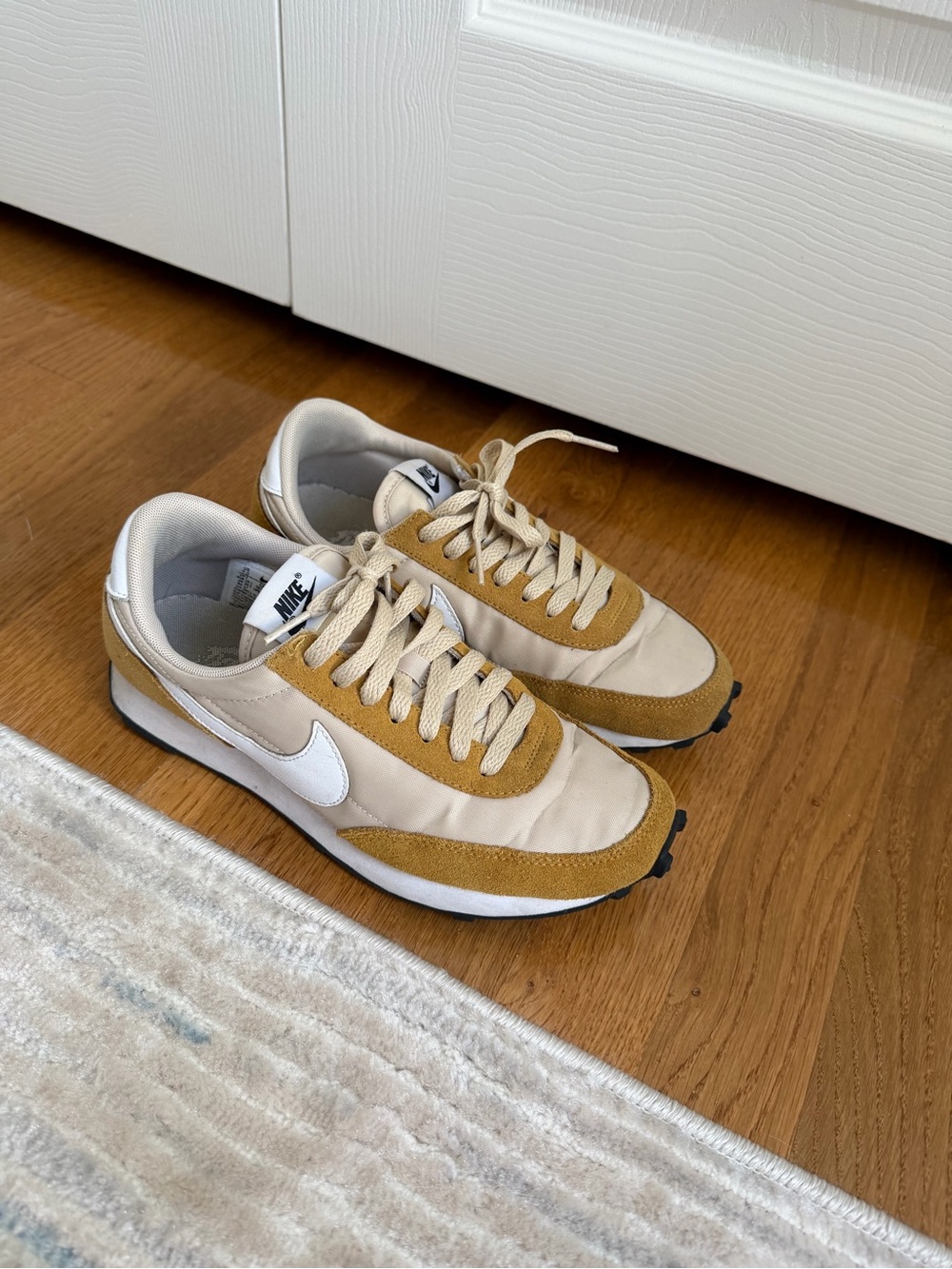 Nike Women’s Beige and Brown Suede-Trim Retro Sneakers